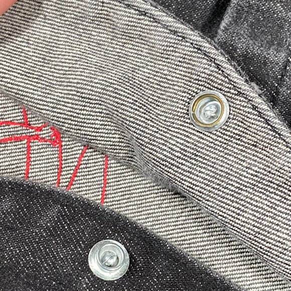 Vintage 1989 'The Fly 2' Faded Black Denim Embroidered Work Vest - Picture 4 of 8